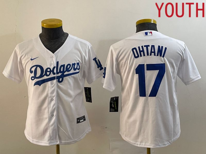 Youth Los Angeles Dodgers 17 Ohtani White Nike Game MLB Jersey style 1